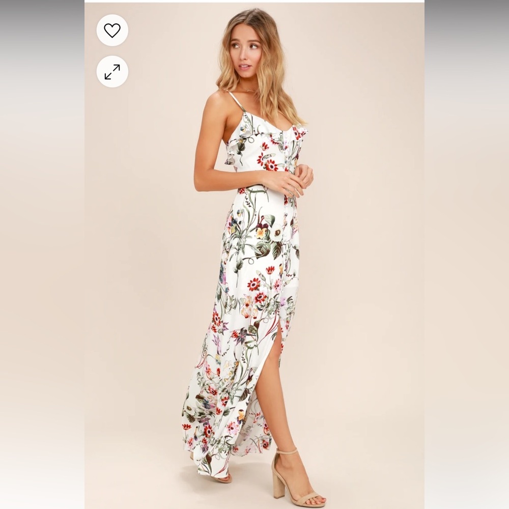 Bloom On Ivory Floral Print Maxi Dress